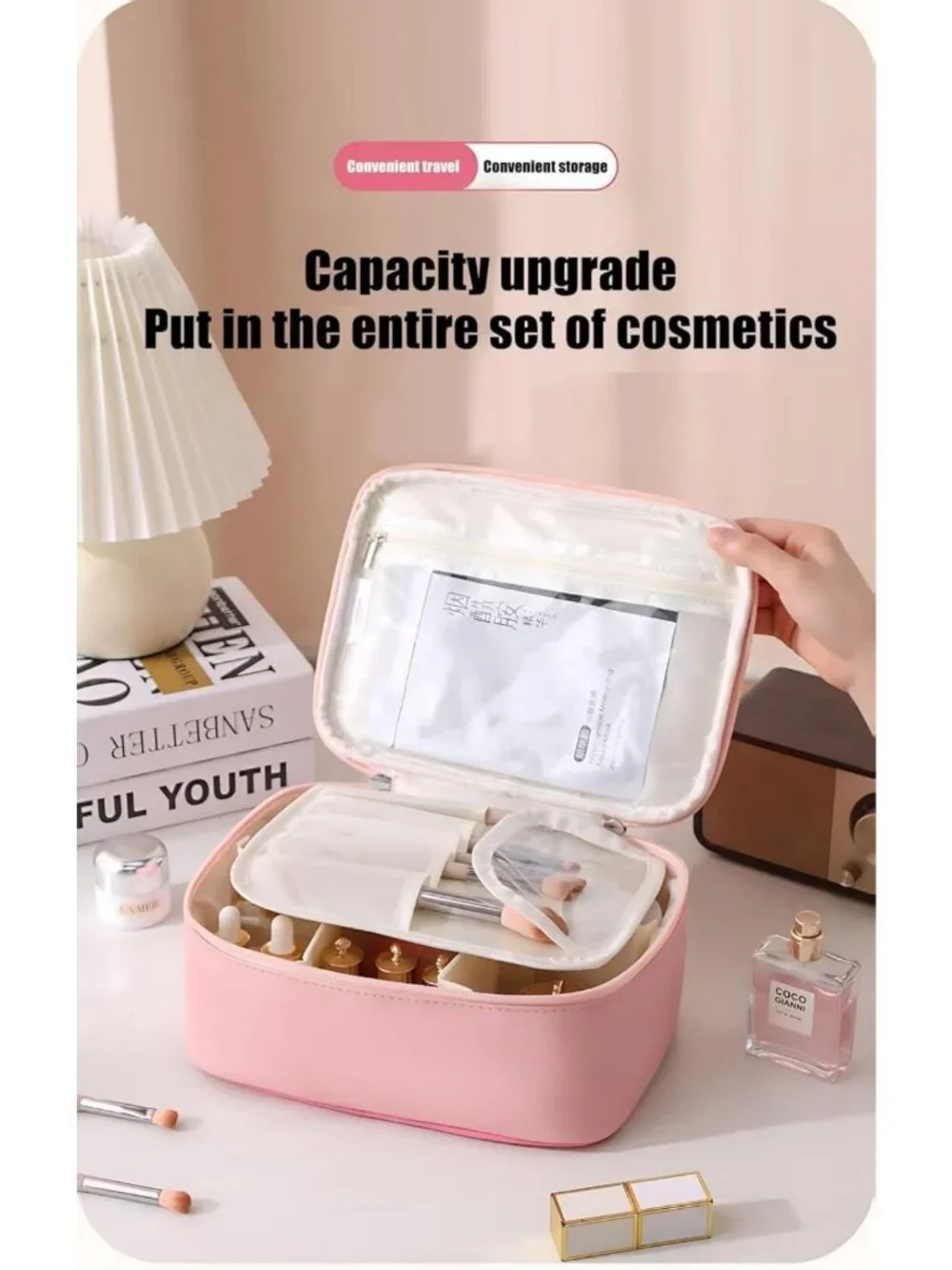 Cute Travel Makeup Organizer - Cinnamoroll Toiletry Bag for Women & Girls